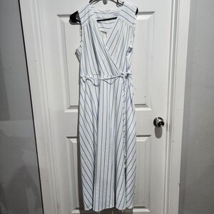 Calvin Klein Blue and White Striped Maxi Dress